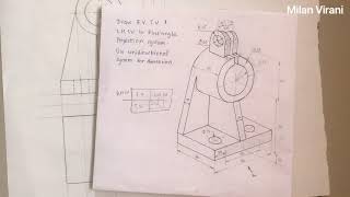 Orthographic Projection with First angle projection Engineering Graphics and Engineering Drawing [upl. by Ylil]