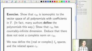 Lecture 16b Functional Analysis  Sequence spaces [upl. by Derfniw]