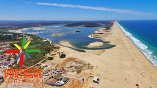 Lagoa de Santo André  Santo Andre Lagoon aerial view  Santiago do Cacém  4K Ultra HD [upl. by Solitta]