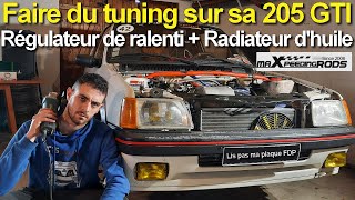 Montage du RADIATEUR DHUILE et du REGULATEUR DE RALENTI sur la 205 GTI [upl. by Filomena]