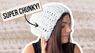 HOW DO YOU CROCHET A CHUNKY BEANIE HAT 🤩  Its Really Easy [upl. by Amadus434]