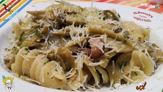 373  Fusilli carciofi e guancialefatti in modo artigianale pasta facile con carne e verdure [upl. by Arhez19]