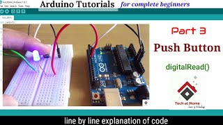 Arduino for Beginners Using Push button to turn ON LED light [upl. by Ball577]