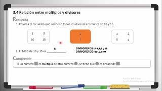 34 RELACION ENTRE MULTIPLOS Y DIVISORES CUADERNO DE EJERCICIOS RECUERDA [upl. by Quincey187]