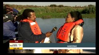 Edna Molewa on Water hyacinth at the Morula dam [upl. by Nnael]