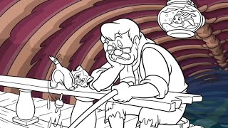 Coloring Geppetto Cleo amp Figaro from Pinocchio Disney  Happy Color  Ladyna [upl. by Lotsirk]