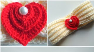 ♥️KALPLİ♥️TIĞ İŞİ ÖRGÜ SAÇ BANDICROCHET HEART HEAD BANDörgü bandana modelleri [upl. by Hgielrac]