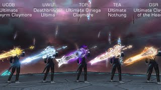 FFXIV All 5 Ultimate Weapons Showcase UCOB UWU TEA DSR TOP side by side [upl. by Naloj940]