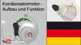 Kondensatormotor bzw Wechselstrommotor  Aufbau und Funktion [upl. by Ahsekal]