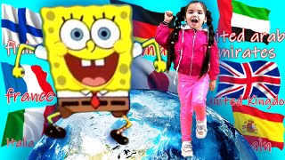 Best Day Ever  in different languages  Spongebob and Dominika In Real Life [upl. by Ryder389]