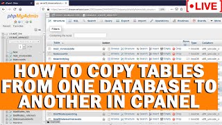 🔴LIVE How to copy tables from one database to another in cPanel [upl. by Sixel]