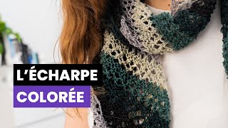 Tricot echarpe  Que faire avec des restes de laine [upl. by Nylanaj]