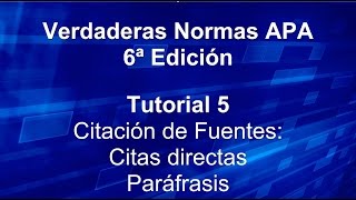 Tutorial 5 Verdaderas Normas APA en Word 6ª Ed 2017  CITACIÓN DE FUENTES [upl. by Cleland]