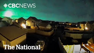 TheMoment a meteor lit up skies over parts of Alberta [upl. by Zelten]