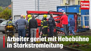 Arbeiter geriet mit Hebebühne in Starkstromleitung  kronetv NEWS [upl. by Mahoney]