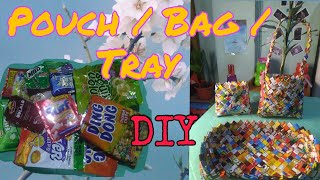 DIY RECYCLED Pouch Bag Tray from Plastic Wrappers [upl. by Dyna]