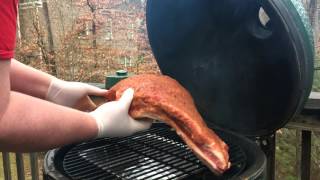 BBQ Brisket on the Big Green Egg Part 2 Smoking [upl. by Anselmo]