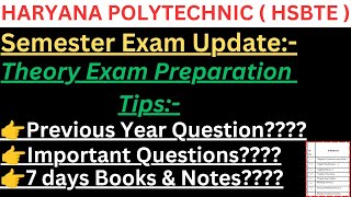 Haryana Polytechnic Semester Exam Preparation Tips Hsbte December 2024 Exam Update [upl. by Skcirdnek]