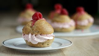 Glutenfri vandbakkelser – fastelavnsboller med hindbærskum [upl. by Drislane]