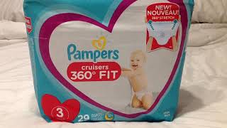 NEW Pampers Cruisers 360 degrees Fit Size 3 1628lbs 29 Count Mega Pack Baby Diapers Video Review [upl. by Enilegna]