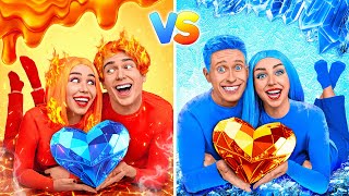 Hot vs Cold Couple Challenge  Icy Couple vs Fire Couple by Mega Challenge [upl. by Evars748]