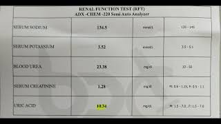 Renal function test sample lab test  increase serum creatinine acute renal failure [upl. by Malca]