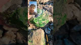 Malachite on serpentine jadehunting adventurewithmountaineer Nephrite gemhunter [upl. by Merow]