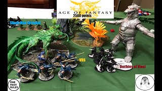 OnePageRules 2500pts Age of Fantasy Duchies of Vinci vs Sharkmen [upl. by Gretal466]