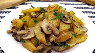 Bratkartoffeln mit Pilzen in wenigen Minuten fertig❗️ Schnelles und einfaches Kartoffelrezept [upl. by Lirrehs]