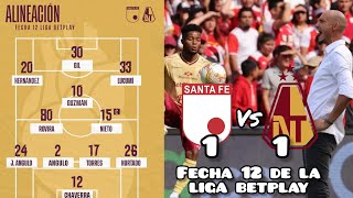 Tolima empata ante santafe pir la fecha 12 de la liga betplay  resumen [upl. by Diella]