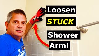 How to Remove a Stuck Shower Arm Pipe For New Shower Head [upl. by Eissed]