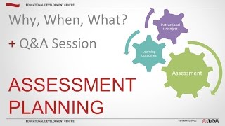 Assessment Planning Why When What  Assessment Workshop 1 [upl. by Aramenta]