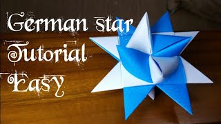 How to make german star tutorial  easy origami paper star traditional freobel star making [upl. by Dlonra8]