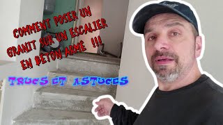 Comment poser un granit sur un escalier en béton armé  TRUCS ET ASTUCES [upl. by Ruamaj]