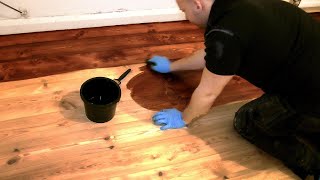 How to Stain a Wooden Floor pro method for DIY [upl. by Lussi341]