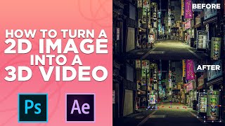 How To Turn A 2D Image into 3D Video After Effects amp Photoshop [upl. by Lenox]