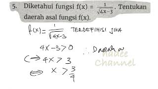 diketahui fungsi fx1 akar 4x3tentukan daerah asal fungsi fx [upl. by Itsyrc]