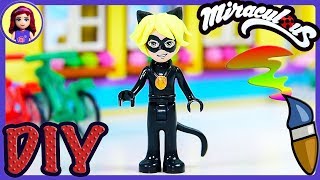 Lego Cat Noir Minidoll Custom Miraculous Ladybug Makeover DIY Craft Tutorial [upl. by Dleifyar]