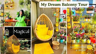 My Dream Balcony Tour amp Organization Ideas  DIY Decor With Lights  Terrace Garden Decorating Tips [upl. by Nyrmac]