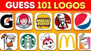 Guess the Food And Drink Logos  101 Logos🍔🥤🔍How many Food and Drink Logos Do You Know Quiz Video [upl. by Yelrebmik]