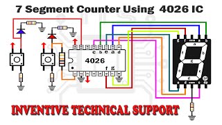 7 Segment Display Counter 0 to 9 using 4026 IC by INVENTIVE TECHNICAL SUPPORT [upl. by Brocklin]