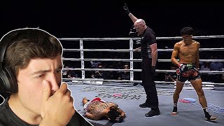 quotARE THEY OKquot 10 Minutes Of BRUTAL Muay Thai Knockouts  REACTION [upl. by Bordie]