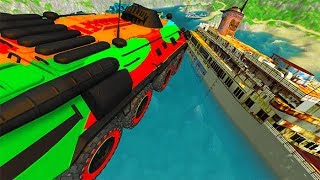 Beamng drive  Throwing Cars At Boat 2 [upl. by Aelrac]