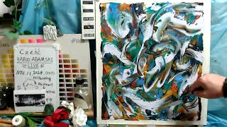 Oil painting abstract day 3 op13673 LIVE quotContemporary artquot [upl. by Melborn499]