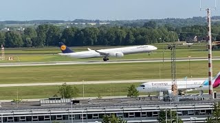 Lufthansa A340600 DAIHP Perfect Landing at Munich Franz Josef Strauss [upl. by Ahsitniuq162]