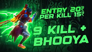 Grind Battle Solo Turnament  Entry 20₹ Per Kill 15₹  9 Kill  BHOOYA [upl. by Schecter]