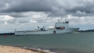 Naval ship coming out of Southampton water passing calshot [upl. by Defant541]