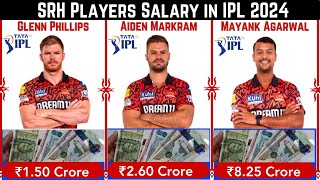 Sunrisers Hyderabad players salary in IPL 2024  SRH Full Squad  IPL 2024 [upl. by Nosidda331]