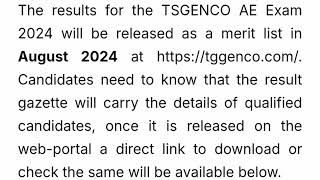 TSGENCO AE Results 2024 tggencocom [upl. by Annice]