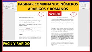 👩‍💻👨‍💻Cómo PAGINAR combinando NÚMEROS ARÁBIGOS y ROMANOS en un mismo texto en WORD✔✔ [upl. by Lynda228]